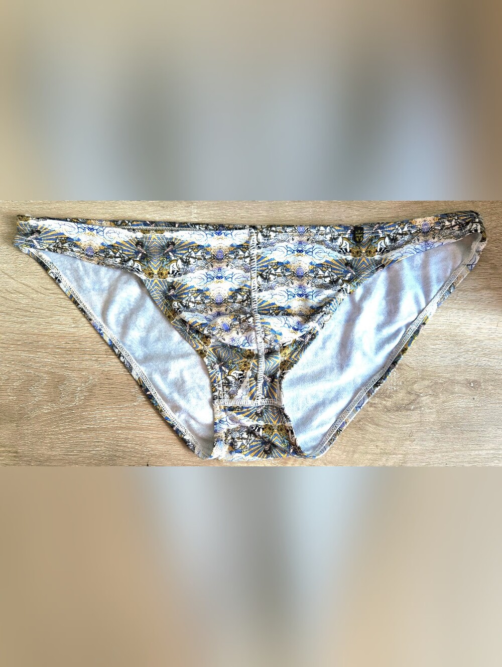 Mens Patterned Briefs in Blue and Gold